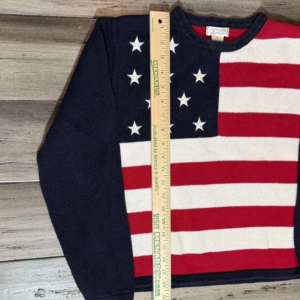 VTG Christopher & Banks woman American Flag Crewneck Sweater -Red, White & Navy - Picture 7 of 12